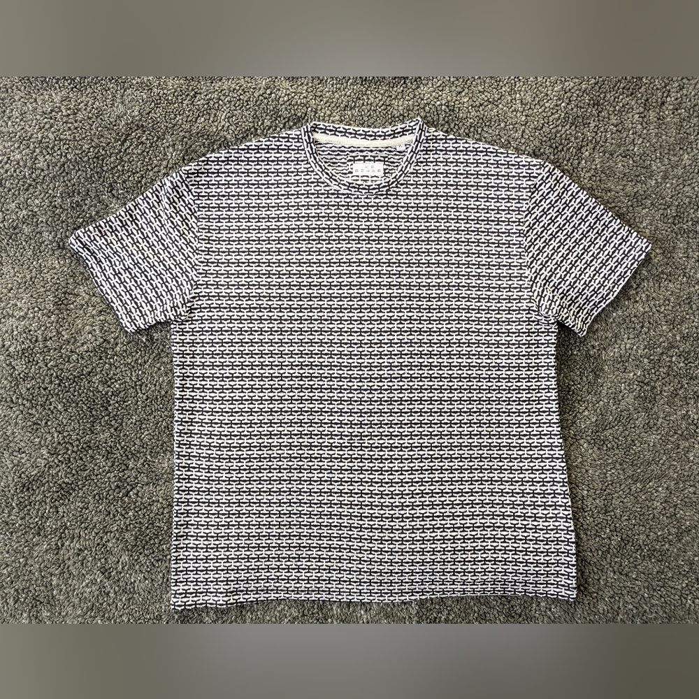 IKE BEHAR Black And White knit short sleeve shirt XL